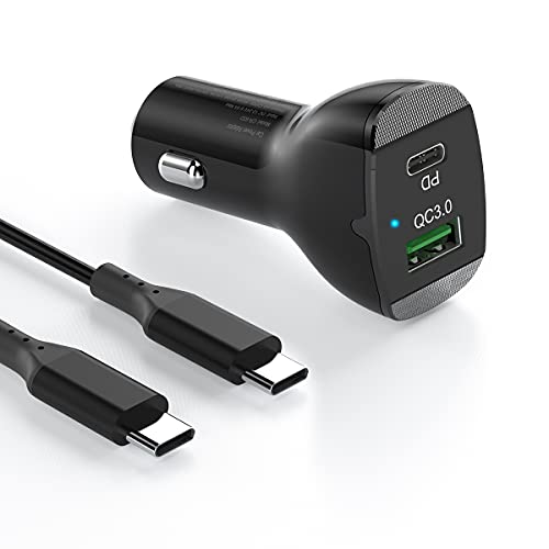 QC 3.0 Chargeur Voiture Rapide USB C en Avec 45W USB C PD3.0 et 18W USB A QC3.0 Compatible Avec le téléphone 12 Pro Max/Mini/11 Pro Max/11/XS Max/XR/X/8/SE Cover