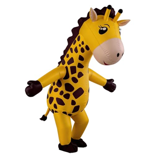 MatGui Inflatable Giraffe Costume for Adults, Full Body Funny Animal Mascot Suit with for Halloween, Cosplay Event Fancy Dress