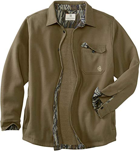 Legendary Whitetails mens Big Woods Fleece Shirt Jacket, Dark Army/Mossy Oak Bottomland, Large
