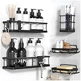 5 Piezas Estanteria Baño Organizador Estante Ducha Accesorios Sin Taladro Tornillos Jabonera Soporte Bathroom Organizer Decoracion Esquinera Hower Shelf Baldas Esta Estantería Jabonera Ventosas