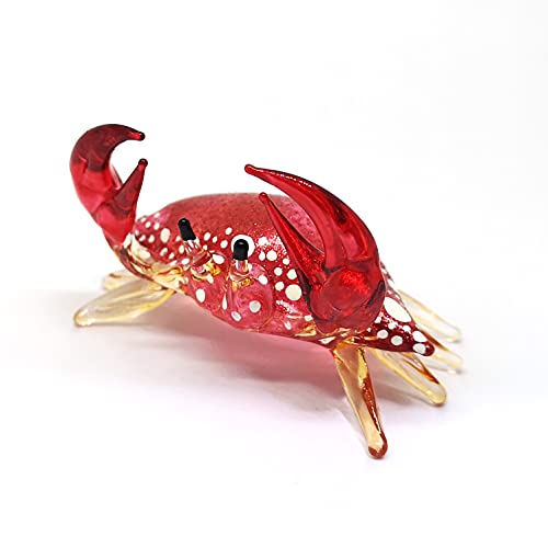 Zoocraft Glass Crab Figurine Red Hand Blown Painted Art Miniature Coastal Style Gift Home Decoration,1.7 X 2.5 X 1.4 Inches. #TOP3