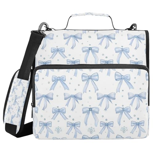 KEEPREAL Blue Bows Zipper Binder for School with Shoulder Strap & Extra Pockets - 1.5 Inch 3-Ring Binder Holds 500+ Sheets, Textbooks, Laptop by KEEPREAL - Used condition - US$20.60