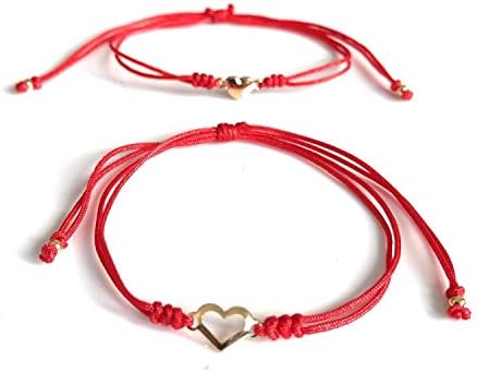 SIFRIMANIA Mother and Daughter Matching Heart Bracelets Set of 2 Red String