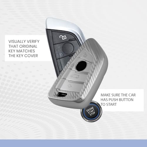 Image of Keyzone Silverstar TPU Key Cover & Keychain Compatible for X1, X3, X6, X5, 5 Series, 6 Series, 7 Series 4 Button Smart Key (Silver)