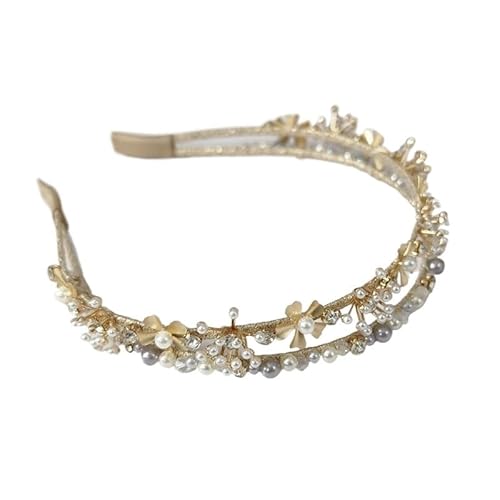 KAJYLFAST Alloy Pearls Headband with Rhinestone 2-Layer Hair Accessories