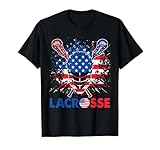 Lacrosse USA Flag Lax Helmet Sticks 4th Of July T-Shirt