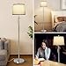 JUNNAI Floor Lamp for Living Room,Adjustable Height Standing Lamp,Dimmable Modern Floor Lamps for Bedroom Office Tall Floor Lights with Pull Chain Bulb Included-Silver Gray Shade