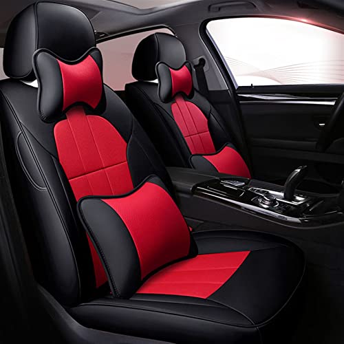 OBIOZZ Benutzerdefinierte Rindsleder Autositz Für Für Macan Für Cayenne Für Panamera Abdeckungen Für Fahrzeugsitz Sitzbezug (Farbe : Schwarz Rot, Größe : Luxury)