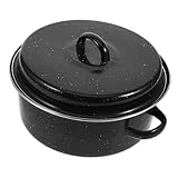 TOYANDONA Olla de Asar Esmaltada con Tapa para Batatas Carnes y Verduras Resistente Altas Doble Asas Utensilio Doméstico para Cocción y Barbacoa