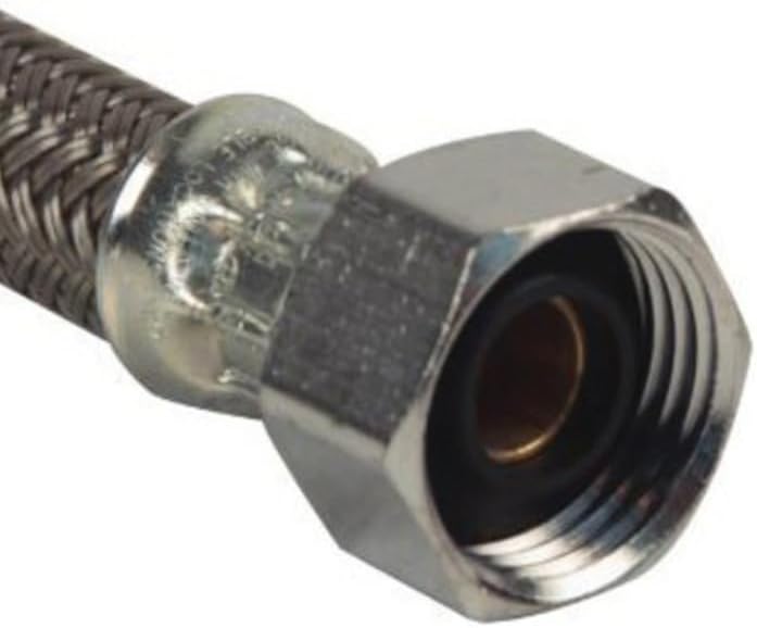Six Pack - 12 Inch Faucet Supply - 1/2 x 1/2 Braided Stainless Steel-Flex Faucet Supply Line, 1/2 Inch FIP x 1/2 Inch FIP, 12" Length Braided Stainless Steel Faucet Supply Line
