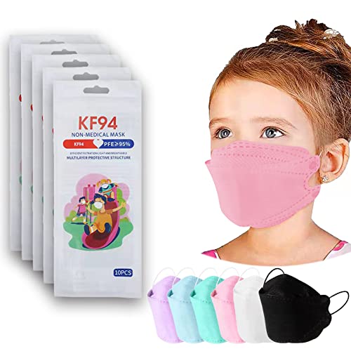Kids Kf94_Mask 50/100Pcs, 4 Layers Protective_Mask Non-Woven, Cup Dust_Mask 3D Design Disposable Kf94 For Kids Girls Boys (50 Pcs, Pink) #TOP23