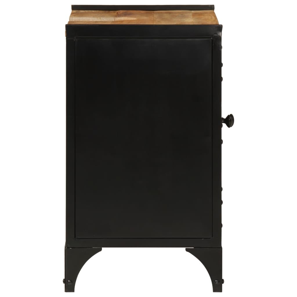Meuble de lavabo en bois de manguier massif avec fixation murale - Meuble de lavabo en fer et bois massif au design industriel pour votre salle de bain