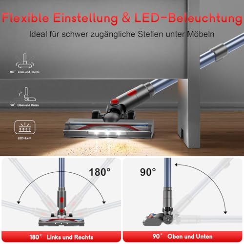 NANANI Akku Staubsauger Kabellos 45000Pa – 45 Min Laufzeit, Leise < 65 dB, LED Display, 8-in-1 Cordless Vacuum mit Anti-Tangle Bürste & HEPA-Filter – für Tierhaare, Teppiche, Hartböden & Allergiker