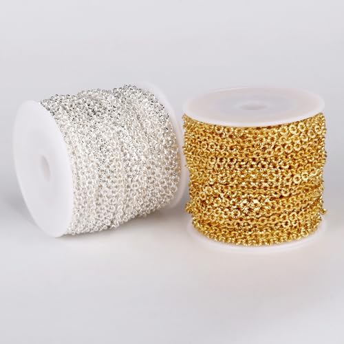 33FT Gold Cable Chain 3.5mm Brass Textured Link Chain for Jewelry Making by Cadikez - Image 6