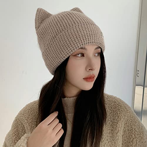 ニット帽 レディース 猫耳付きキャップ 可愛い 小顔効果 か