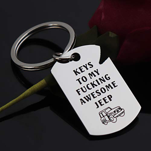 Chenva Car Keychain Car Girl Gift Stainless Steel Dog Tag Keyring Car Wrangler Accessories Gift For Car Lover (Keys To My Awesome Jp Keychain) #TOP2