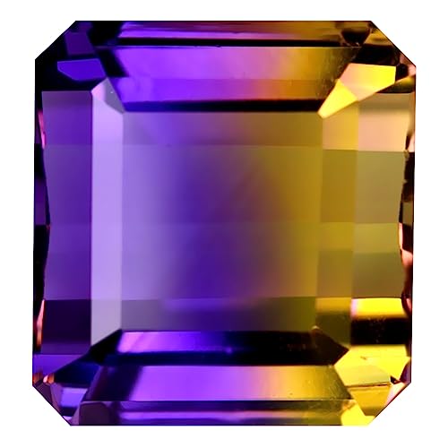 Amétrine en vrac 14 x 14 mm pierre fine bicolore violet et jaune pour bijoux