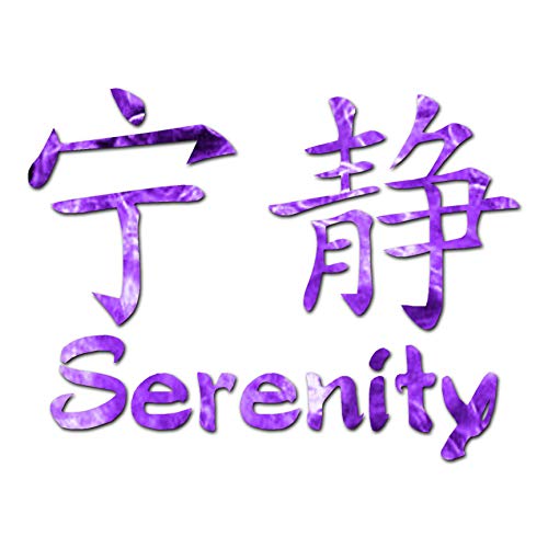 Chinese Symbols "Serenity" Vinyl Decal Sticker - 16" x 12" - Purple Flames