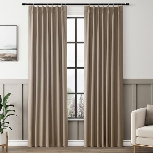 Aersas Light Taupe Blackout Curtains 84 Inch Long for Bedroom