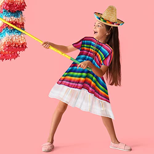 12 Pieces Kids Mexican Costume Set Include 6 Pieces Cinco De Mayo Poncho And 6 Pieces Mexican Sombrero Hat Mexican Poncho And Sombrero Set For Mexican Party Decoration #TOP4