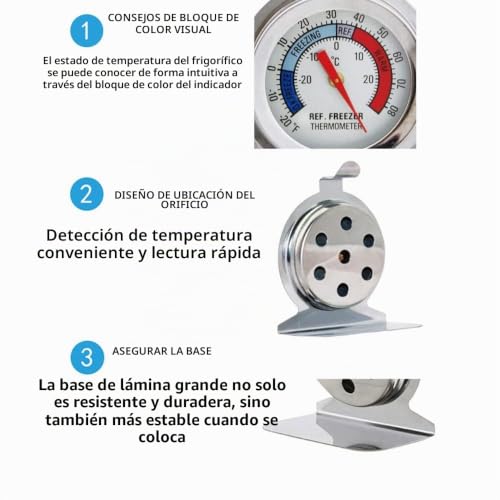 Miniatura 3 de Termómetro Congelador, 6 Piezas Termometro Nevera Y Congelador, Acero Inoxidable Termometro Para Frigorifico, Toosoar Termometro Cocina