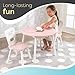 KidKraft Wooden Round Table & 2 Chair Set with Center Mesh Storage - Pink & White