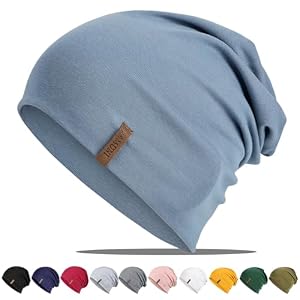 HAMUNI Mütze Damen Herren, Slouch Beanie Mütze, Weich Dünne Mütze aus Baumwolle, Leichte Atmungsaktiv Longbeanie, Elastisch Laufmütze für Alle Jahreszeiten
