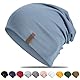 Mütze Damen Herren, Slouch Beanie Mütze, Weich Dünne Mütze aus Baumwolle, Leichte Atmungsaktiv Longbeanie, Elastisch Laufmütze für Alle Jahreszeiten
