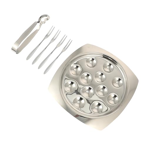 ULTECHNOVO Posate per Lumache in Acciaio Resistente al Calore Include Piatto Pinza e Forchette Due Denti per Ristoranti e Uso