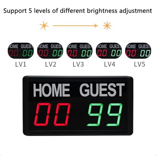 Marcador LED de 4 dígitos portátil con control remoto para baloncesto sala 3