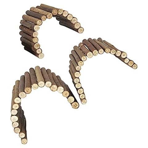 MYSUNBAR Pack of 3 Wooden Ladders, Chew Bridge, Hidden House Fence, Flexible Climbing Stairs for Hamsters, Reptiles, Lizards, Turtles, Hedgehogs, S Cover