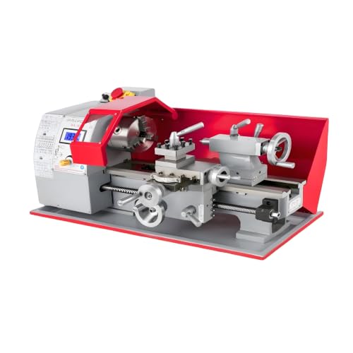 180×300mm Mini Metall Drehmaschine, 600W, Tisch Gewindeschneid und Bohrmaschine, stufenlose Drehzahlregelung 50–2250 RPM, Präzisions 3 Backen Spannfutter mit Digitalanzeige