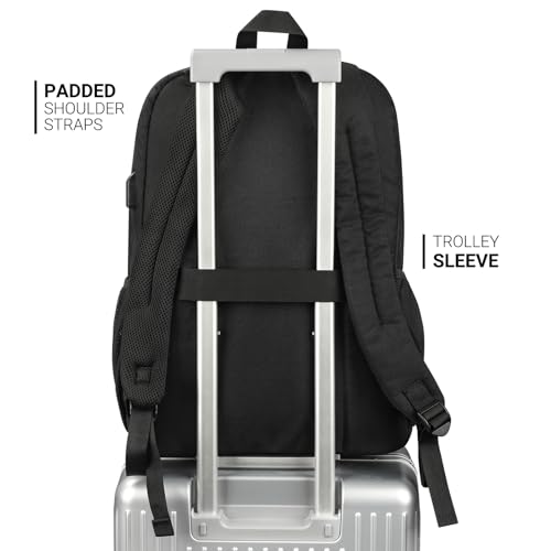 Image of ZORFIN 36L Black Backpack for College, and Travel: Water Resistant Bookbag