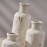 SIDUCAL Vase de ferme rustique en céramique 3, Vase en terre cuite blanchie, Vases décoratives en argile pour décoration maison, Salon, Étagère, Décoration de mantel (blanc rustique)