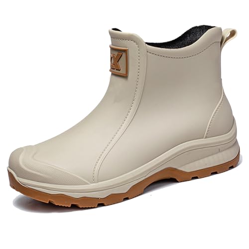 Image of Nutropa Waterproof Short Rain Boots for Men Lightweight Comfortable Garden Shoes Chelsea Ankle Rain Shoes