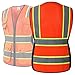 JKSafety 9 Pockets Women Hi-Vis Reflective Safety Vest | Mesh Neon Orange| Reflective Strips with Yellow Extended Trims | ANSI Compliant (168-Orange, M)