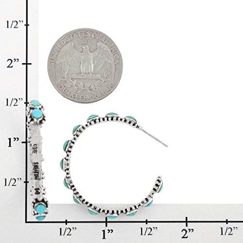 Turquoise Hoop Earrings Genuine Gemstones (CHOOSE COLOR) - Image 4