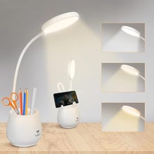 URAQT Lampada da Scrivania 24 LED, Dimmerabile per Bambini con Tocca Sensibile Controllo e 3 Modalità di Illuminazione, con Porta di Ricarica USB per Studiare e Leggere