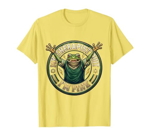 My Therapist Quit I'm Fine Sports Design T-Shirt, Men, Lemon Yellow, XX-Large