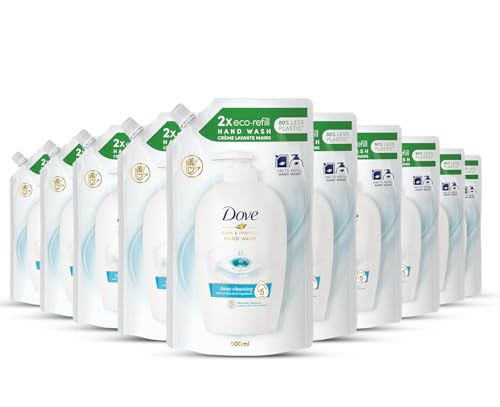 Dove, Sapone Liquido Mani, Ricarica Sapone Liquido Mani, Care & Protect, Rimuove con Efficacia Sporco e Batteri, con +5 Agenti Idratanti, Formula 99% Biodegradabile, 10 pezzi da 500ml