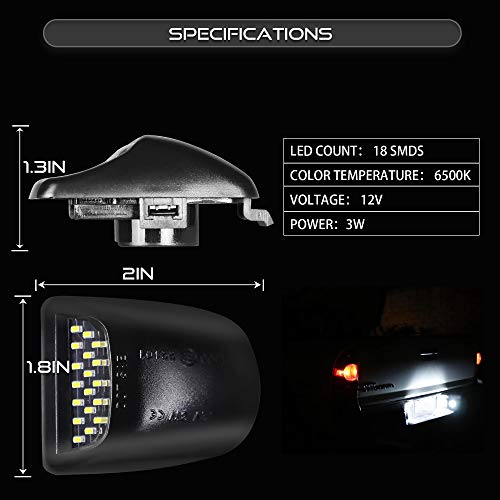 Vz4X4 Led License Plate Light Lamp Assembly Compatible With Chevrolet Silverado 1500 2500 3500 Suburban Tahoe Gmc Sierra 1500 2500 3500 Yukon Xl Cadillac Escalade #TOP5