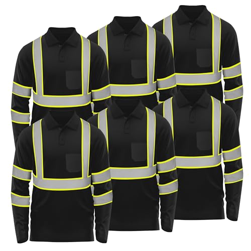 W&H High Visibility Reflective Polo Shirt for Men Safety Workwear with 360° Reflective Strips, Breathable Polyester Fabric for Running, Cycling, Construction Sites & Night Jogging by W&H - Used condition - US$52.92