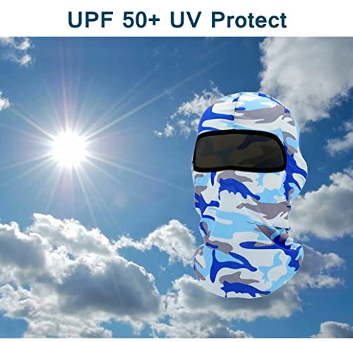 Face Mask Balaclava, Windproof Balaclava Face Mask Ice Silk Uv Protection Full Head Cover For Men Women (Camouflage Light Blue) #TOP4