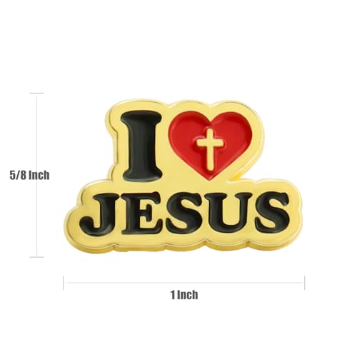 6/Pcs Gold Cross I Love Jesus Lapel Pins (1 in) For Men Women Religious Badge pins by MIDLE - Image 3