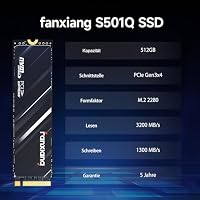 fanxiang 1TB NVMe SSD, M.2 SSD PCIe Gen3 QLC Gaming Solid State Laufwerk mit SLC Cache, 3200MB/s Lesen, 1750 MB/s Schreiben, Interne SSD Festplatte für PC Laptop Datenübertragung S501Q – Ansicht 7