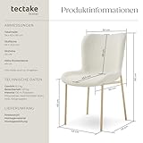 tectake® Polsterstuhl, Bouclé Stoff, Stuhl für Küche, Esstisch, Sessel für Schminktisch, oder Cocktailsessel, als Elegante Esszimmerstühle oder Wohnzimmerstühle für edles Dining - Bouclé weiß/Gold