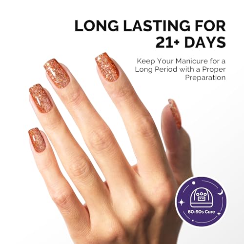 Image of MelodySusie Galaliver Orange Glitter Gel Nail Polish, 15ML Shimmer Orange Sparkle Gel Polish Soak Off UV LED Cured Long Lasting Gift for Women DIY Nail Design Nail Art Manicure X13