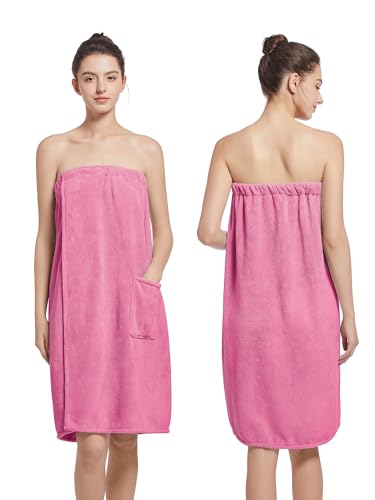 Image of Women'S Soft Wrap Towel Full Length,Bath Robe After Shower Female Plush Long,Spa Bathrobes Lightweight With Pockets