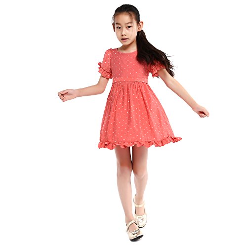 Richie House Girls' Lovely Dress With Belt To Adjust At Waist Rh2638-B-11/12 Watermelon #TOP30