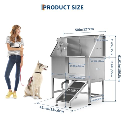 Garvee 50in Stainless Steel Dog Washing Station with Ramp Pet Grooming Tub by Garvee - Used condition - Image 2